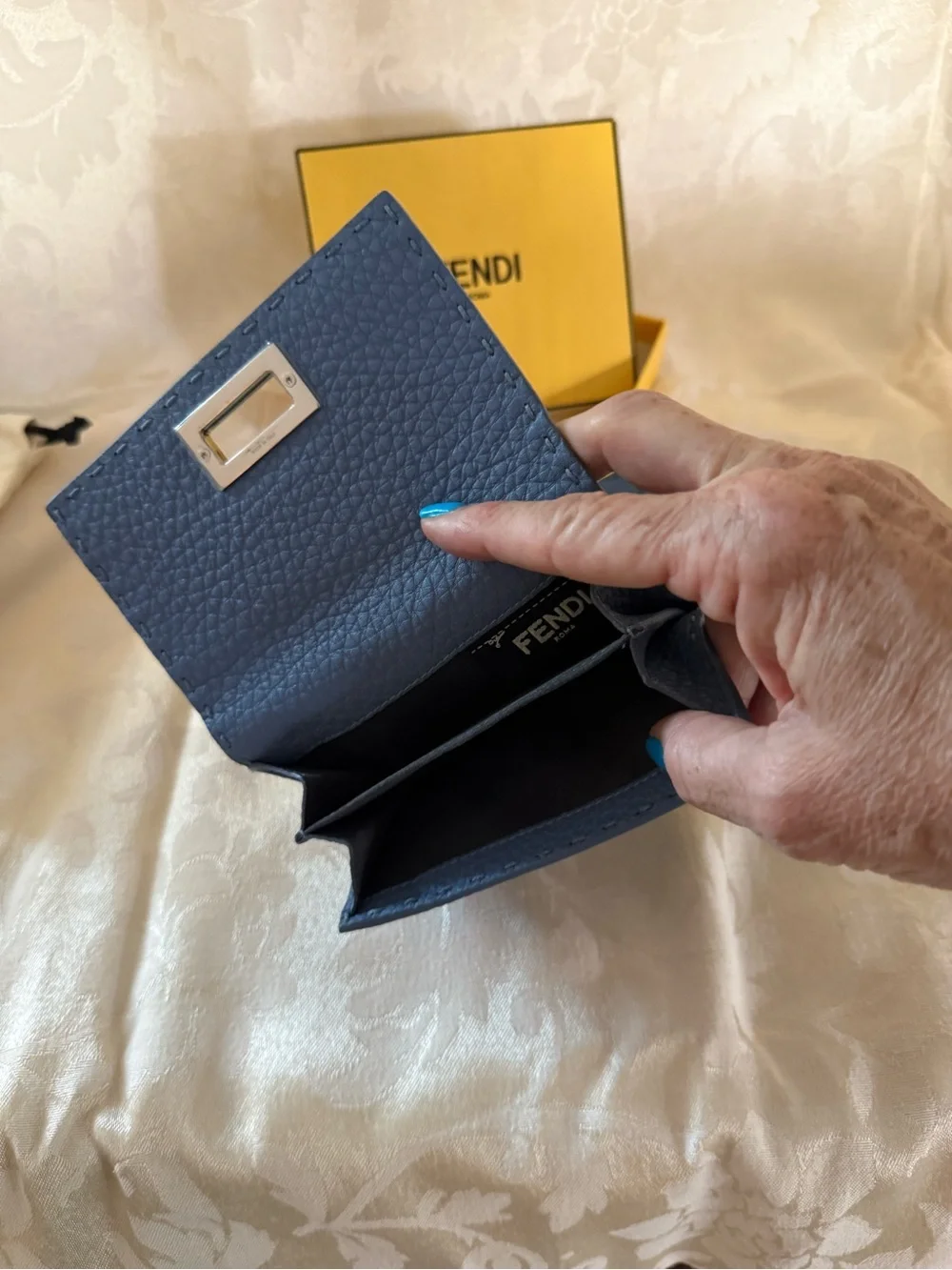 Fendi Blue Selleria Leather wallet - authenticated.